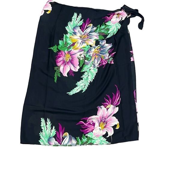 $150 Walter Baker O/S Paradise Sarong Dress Beach Cover Up Black Pink Floral NWT - Picture 3 of 8